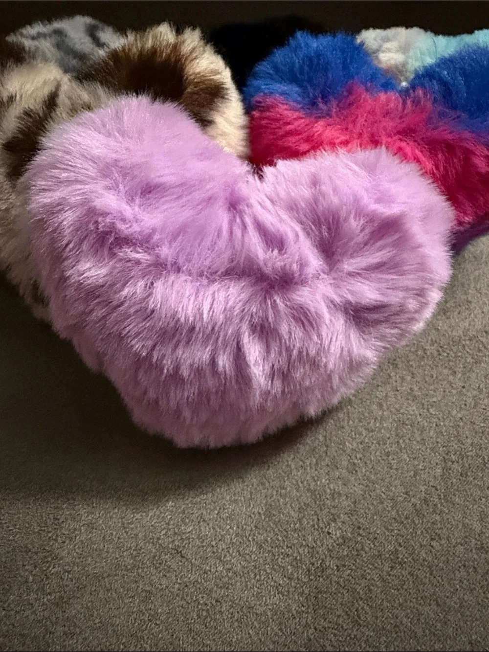 Plush Heart-Shaped Multi-Color Faux Fur Keychains B24